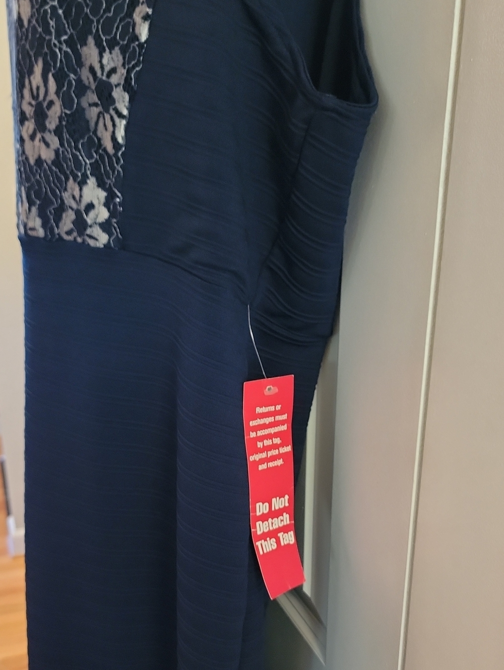 Candalite 3X Navy‎ Silver Lace Mermaid Maxi Gown NWT - Picture 3 of 7